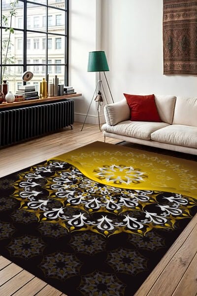 Modern Geometrik Desenli Dekoratif Dijital Baskı Halı