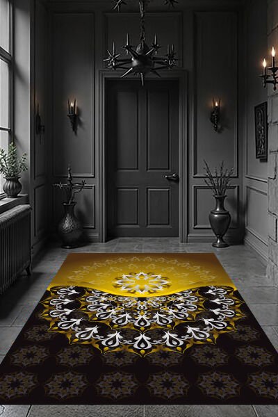 Modern Geometrik Desenli Dekoratif Dijital Baskı Halı