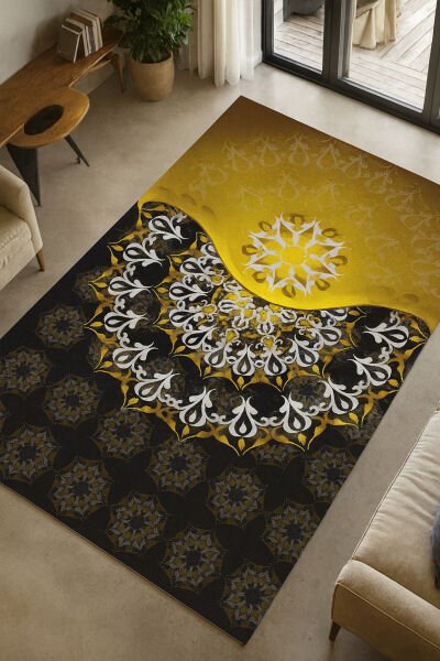 Modern Geometrik Desenli Dekoratif Dijital Baskı Halı