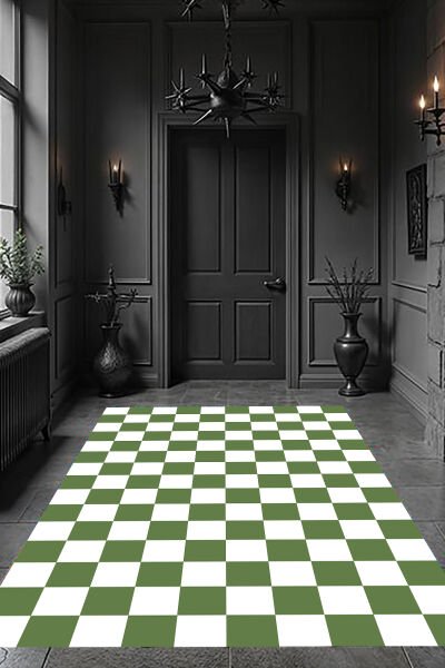 Retro Tarz Dama Motifli Dijital Baskı Halı