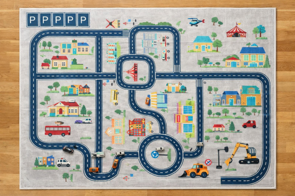 Araba Yollu Çocuk Halısı 2182