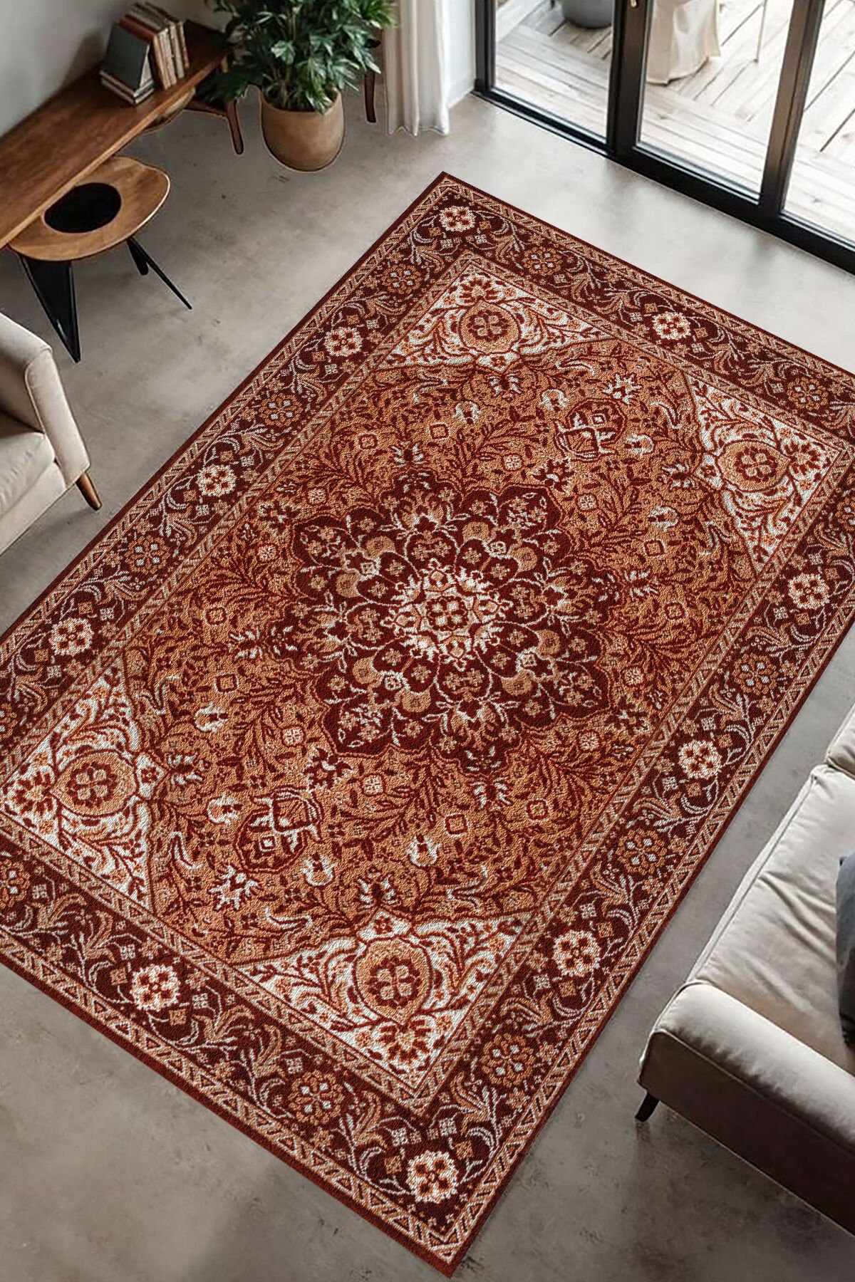 Geleneksel Anadolu Motifli Dijital Baskı Halı