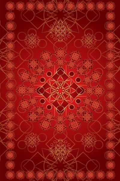 Oriental Geometrik Motifli Dekoratif Dijital Baskı Halı