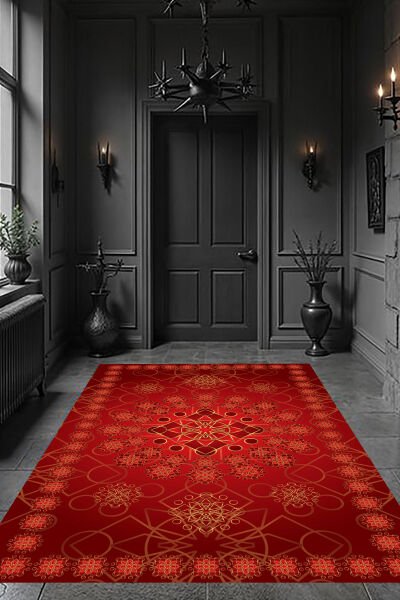 Oriental Geometrik Motifli Dekoratif Dijital Baskı Halı