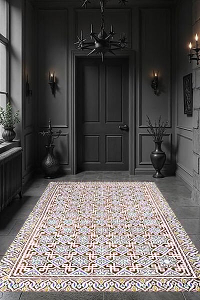 Osmanlı Çini Motifli Dekoratif Dijital Baskı Halı