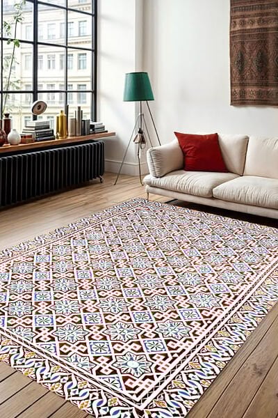 Osmanlı Çini Motifli Dekoratif Dijital Baskı Halı