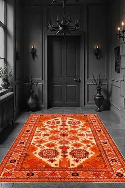 Oriental Geleneksel Motifli Dijital Baskı Halı