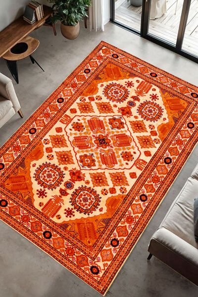 Oriental Geleneksel Motifli Dijital Baskı Halı