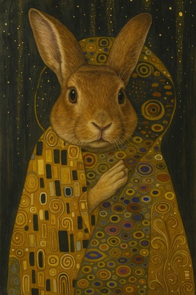 Sanatsal Tavşan Desenli Modern Dijital Baskı Halı