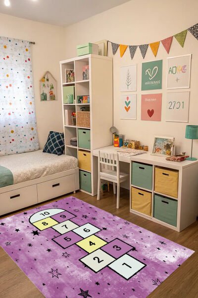 Yıldızlı Seksek Çocuk Halısı