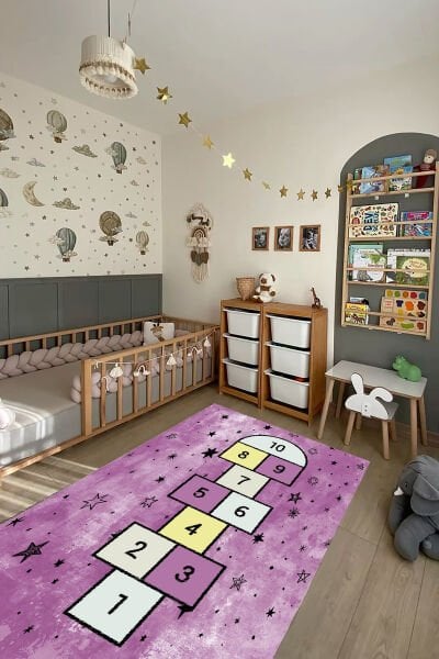 Yıldızlı Seksek Çocuk Halısı