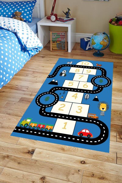 Hayvanlı Yol Macerası Seksek Çocuk Halısı