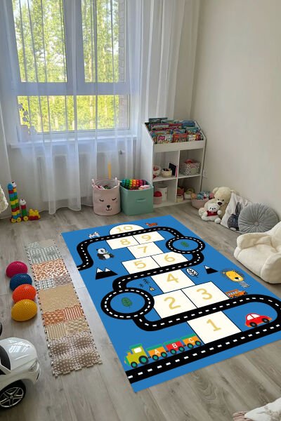 Hayvanlı Yol Macerası Seksek Çocuk Halısı