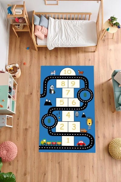 Hayvanlı Yol Macerası Seksek Çocuk Halısı