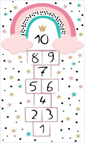 Yıldızlı Gökkuşağı Seksek Çocuk Halısı