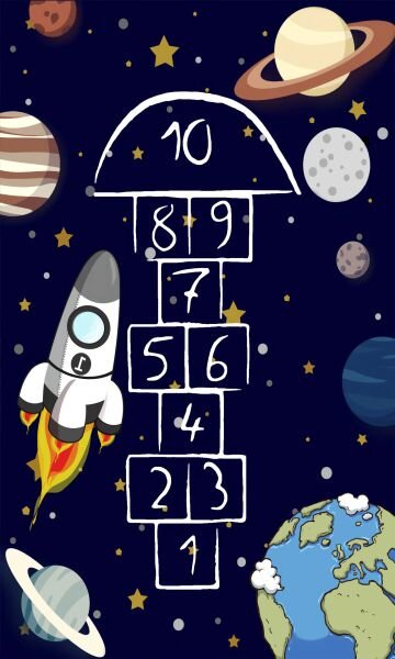 Galaksi Yolculuğu Seksek Çocuk Halısı