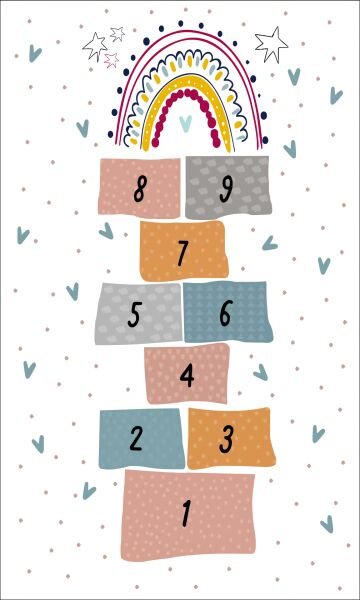 Pastel Gökkuşağı Seksek Çocuk Halısı