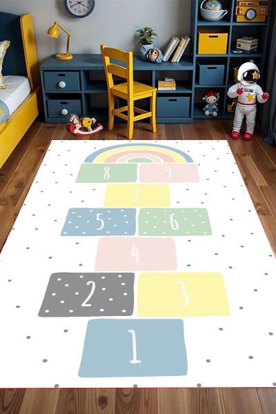 Pastel Adımlar Seksek Çocuk Halısı