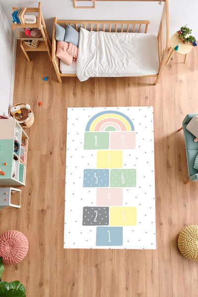 Pastel Adımlar Seksek Çocuk Halısı