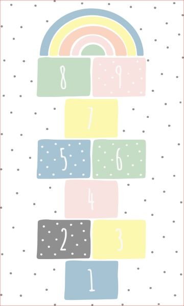 Pastel Adımlar Seksek Çocuk Halısı